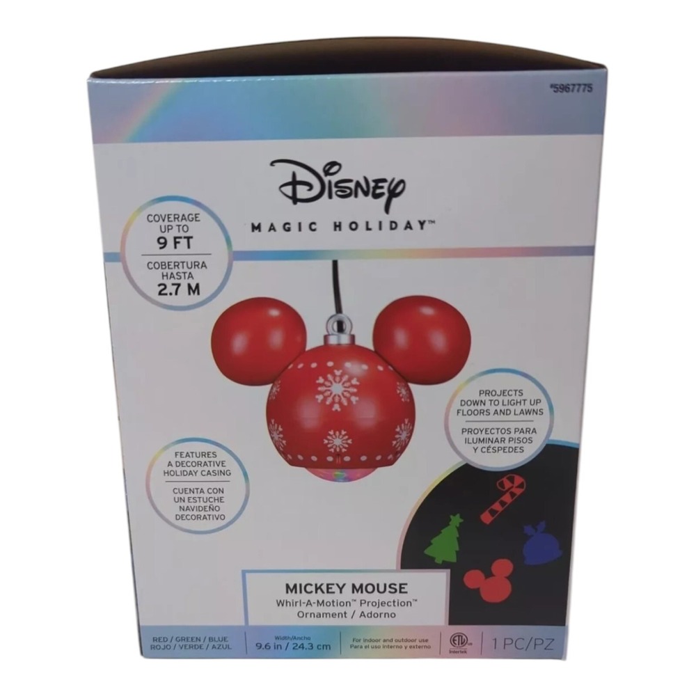 Gemmy Disney Mickey Mouse Whirl-A-Motion Christmas‎ Projection Ornament 9.6" - Picture 7 of 8
